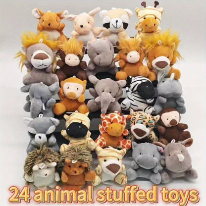 Stuffed Animal Mini Forest Animal Set with 12- or 24-Piece Pack Options for Party Favors and Prizes