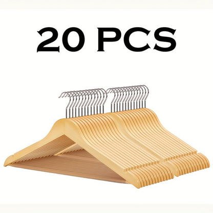 Premium Wooden Hangers with 360° Rotatable Hook & Shoulder Grooves | Slim Durable Wood Coat Suit Hangers | 10 20 30 Pack Closet Organizer in Natural & Champagne