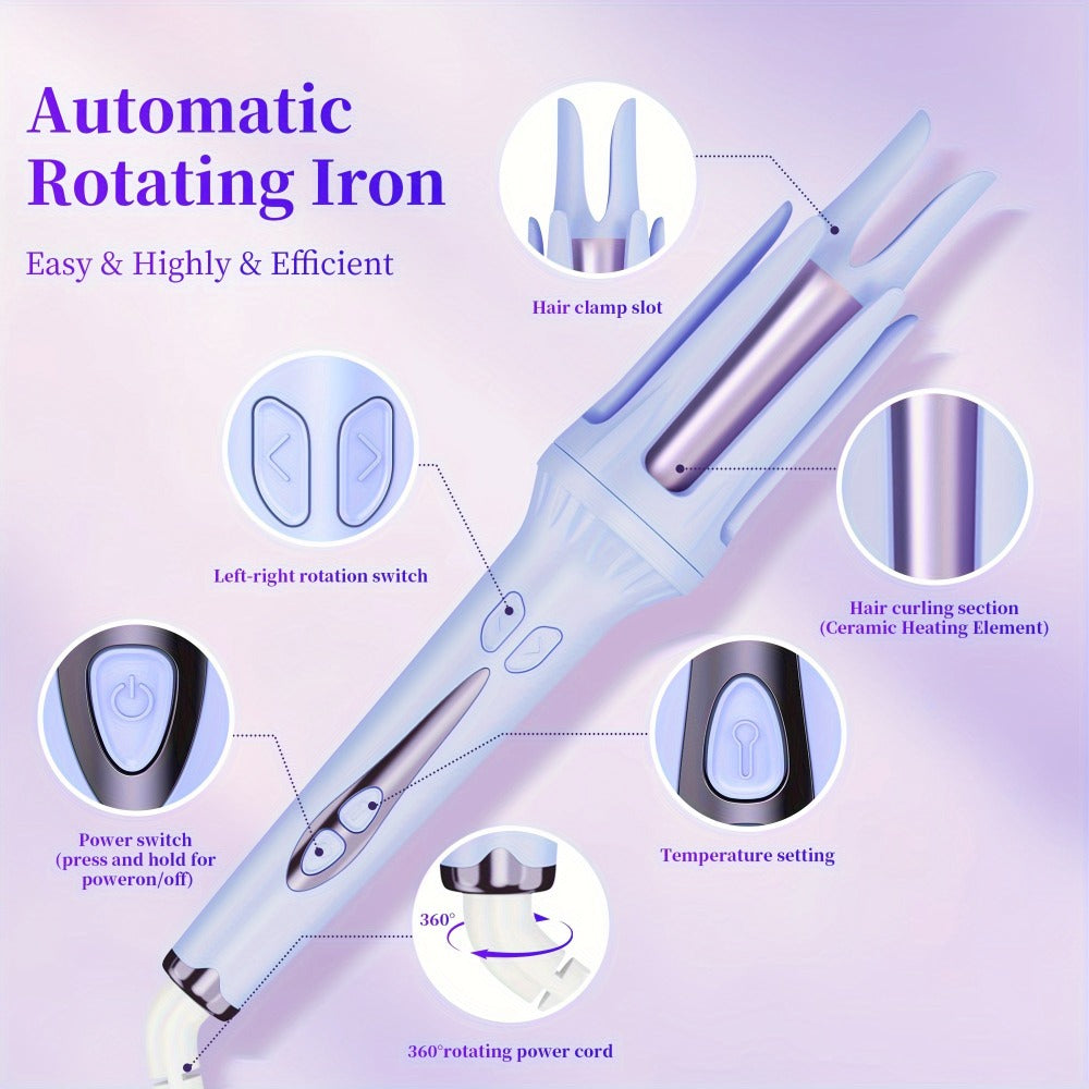 Dual-Slot 32mm Curling Iron with 30-Minute Auto Shutoff, C301 Stand and Purple or Pink Finish