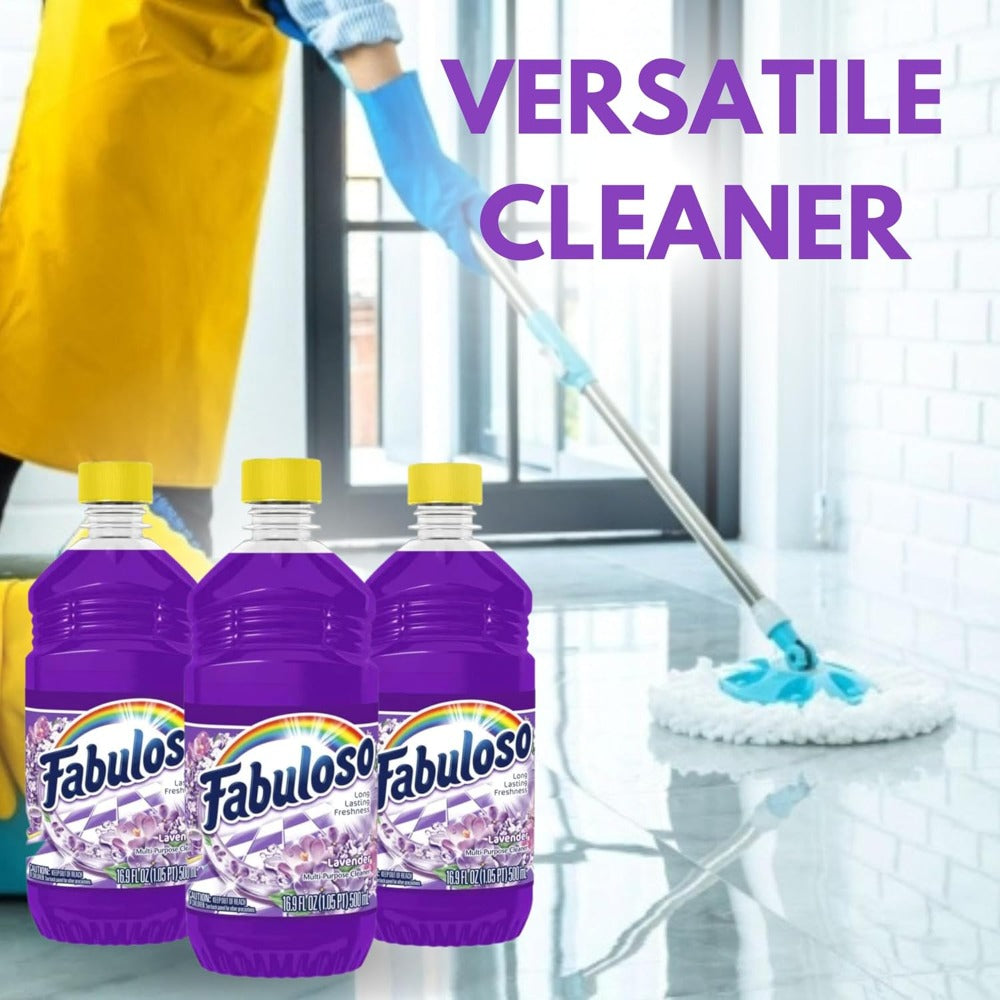 All Purpose Cleaner Lavender Scent 3 Pack (16.9 Fl Oz Each), Fabuloso Multi-Surface Floor Cleaner with Calming Lavender Fragrance – Powerful Dirt & Grime Remover for Floors, Tiles, Bathrooms & Kitchens