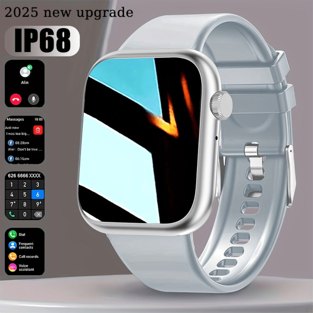 IP68 Waterproof Swimming Smartwatch Bluetooth Calling HD Display Music Control Sleep Health Monitor Long Battery Multi-Sport Modes iOS Android Compatible – Jet Black Blush Pink Silver Round