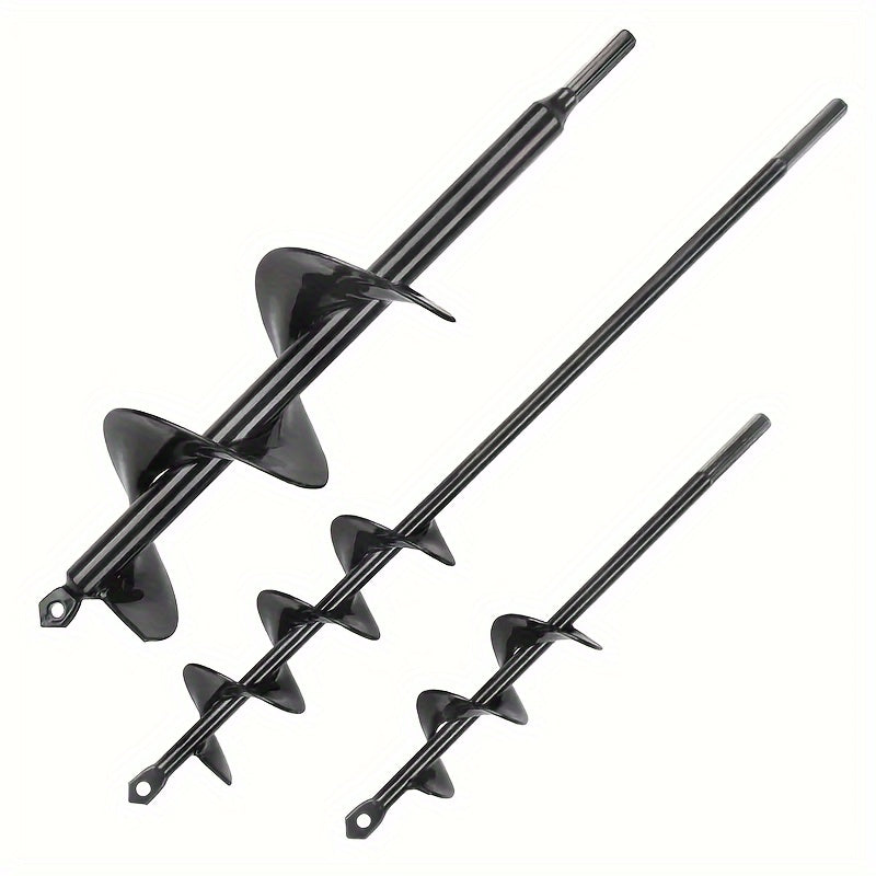 Garden Auger Bit 4-Inch Heavy Duty Nickel-Coated Drill Bit with Long Handle - Portable Soil Auger for Digging Hard Clay, Rocky Soil, Planting Bulbs, Soil Aeration & Home Gardening