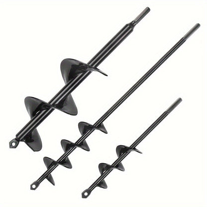Garden Auger Bit 4-Inch Heavy Duty Nickel-Coated Drill Bit with Long Handle - Portable Soil Auger for Digging Hard Clay, Rocky Soil, Planting Bulbs, Soil Aeration & Home Gardening