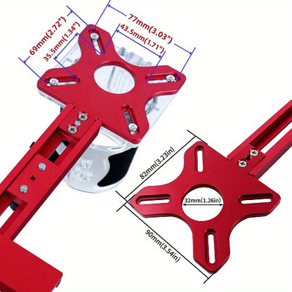 Four-in-One Aluminum Router Circle Cutting Jig in Metric with Base or Inch Configuration without Base