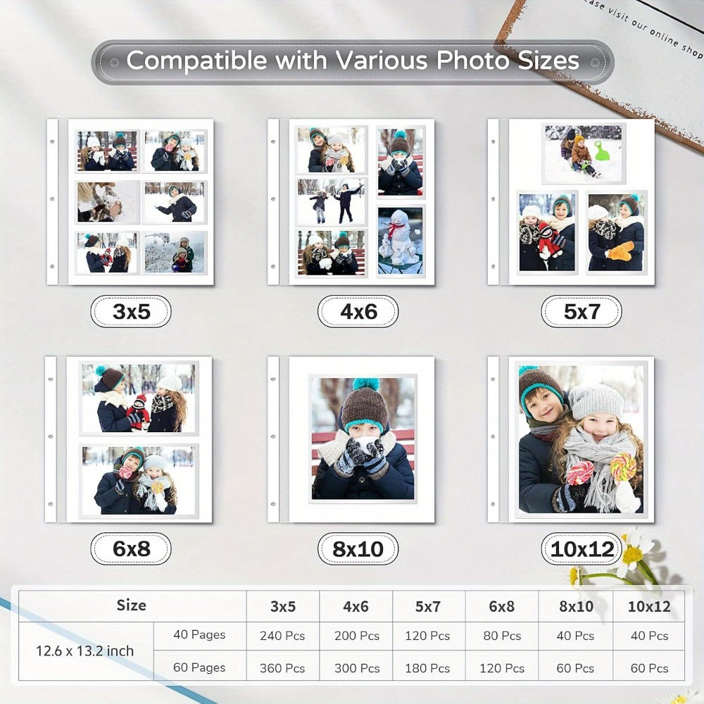 Self-Adhesive Linen Photo Album with 40- or 60-Page Options, Two Cover Sizes, Metal Pen and 12 Colors