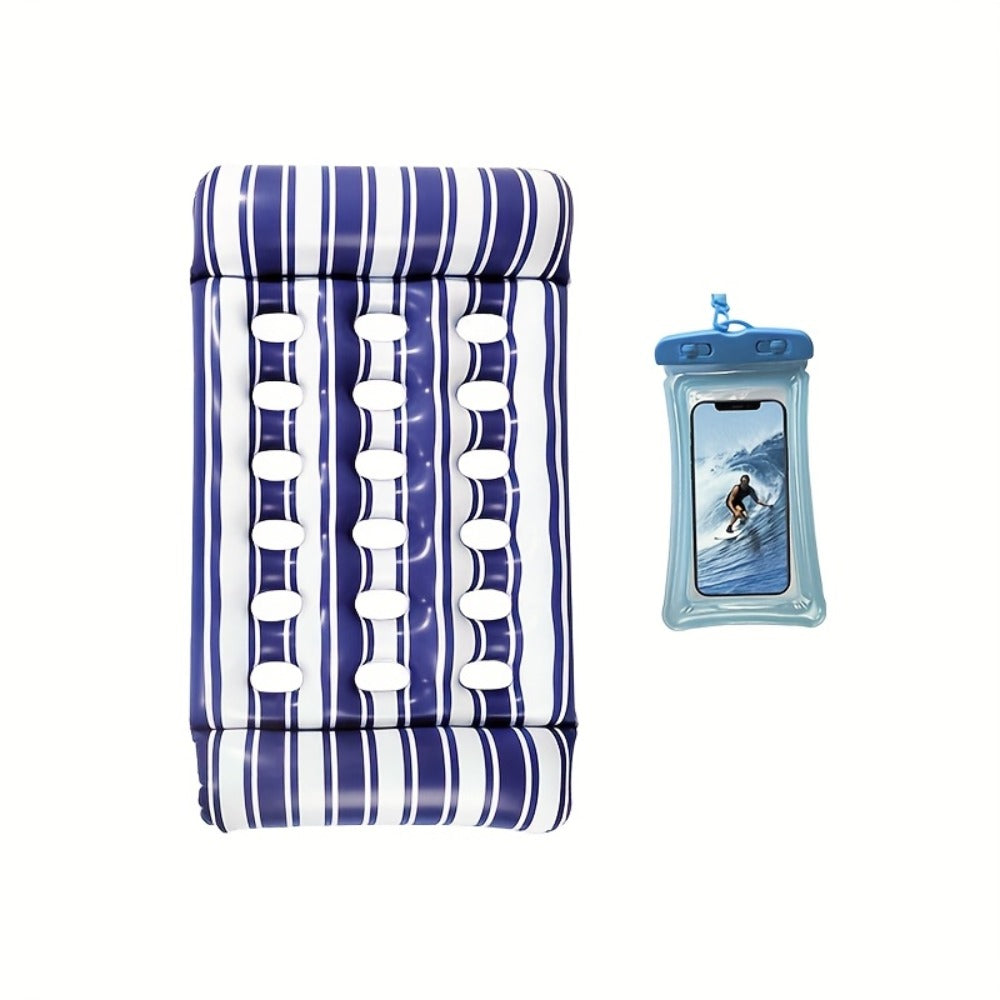 Pool Float Striped Tanning Mat with Built-In Headrest, 51.18 x 27.56 Inches and Three Color Selections