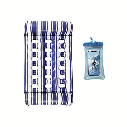 Pool Float Striped Tanning Mat with Built-In Headrest, 51.18 x 27.56 Inches and Three Color Selections