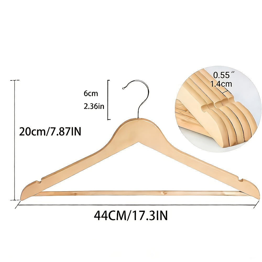 Premium Wooden Hangers with 360° Rotatable Hook & Shoulder Grooves | Slim Durable Wood Coat Suit Hangers | 10 20 30 Pack Closet Organizer in Natural & Champagne