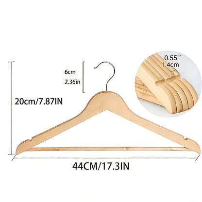 Premium Wooden Hangers with 360° Rotatable Hook & Shoulder Grooves | Slim Durable Wood Coat Suit Hangers | 10 20 30 Pack Closet Organizer in Natural & Champagne