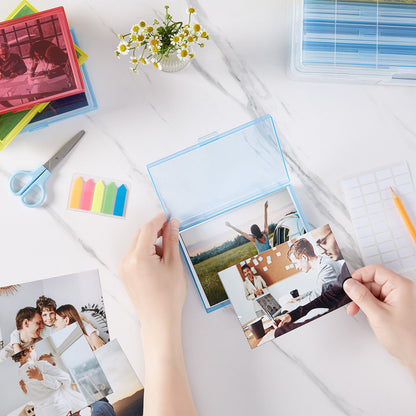 Photo Storage Box with 14 or 18 Inner Keeper Cases in Clear, Black or Multicolor Configurations