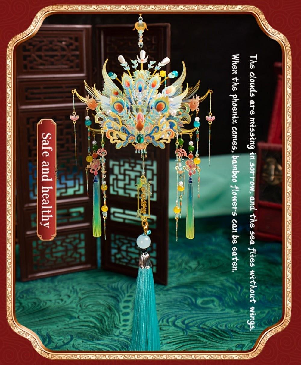 3D Metal Phoenix Crown Model Kit with Qingluan Ornament or Wutong Tree Display Bracket Checkout Options