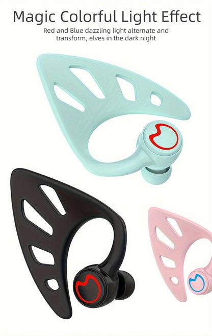 Wing-Style Ear-Hook TWS Wireless Earbuds with Oval Charging Case in Black, Green or White Options