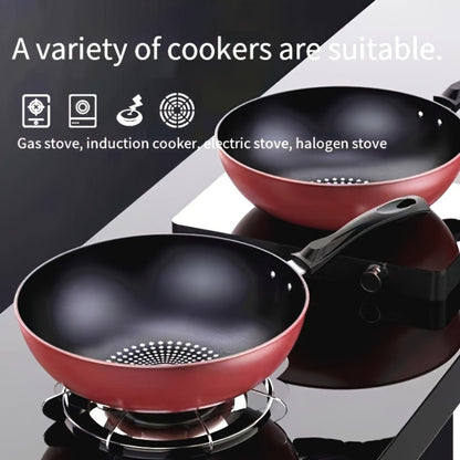 German Diamond Non-Stick Stir Fry Pan - Rice Stone Coating Smokeless Flat Bottom Wok for Induction Cooker Gas Stove, Multi-Purpose Household Frying Pan