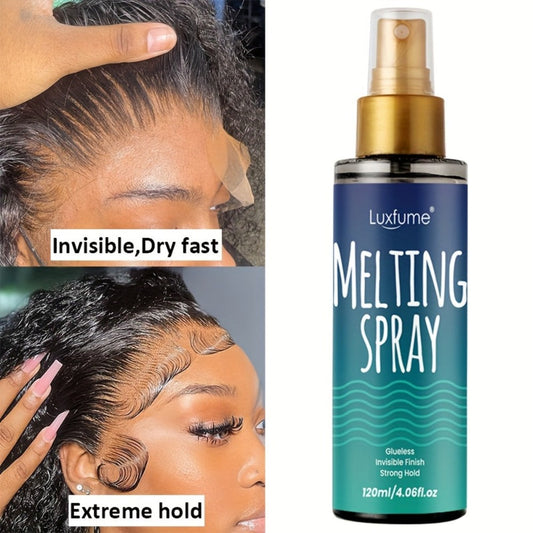 Lace Melting Spray Kit with Bold Hold Hair Glue & Remover 120ml 24H Long Lasting Quick Dry No Residue Edge Control Safe for Sensitive Scalp Lace Front Wig Adhesive Kit with Hair Band