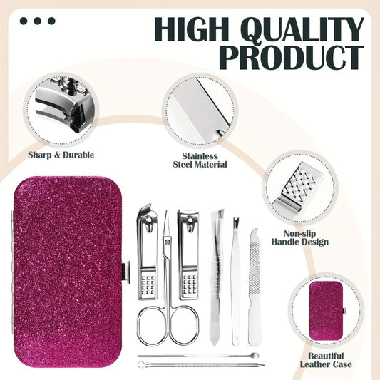 Bulk Manicure Gift Set 30 Packs 8-in-1 Stainless Steel Nail Care & Pedicure Tools with Glitter Travel Case – Professional Kit for Women & Men, Wedding Favors, Corporate Gifts, Holiday Party Bulk Gifts
