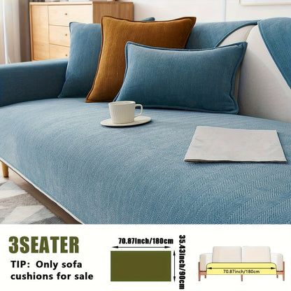 Sofa Cover Ribbed Chenille Stretch Panels with Non-Slip Design for 1 to 4 Seats, Armrests or Cushions