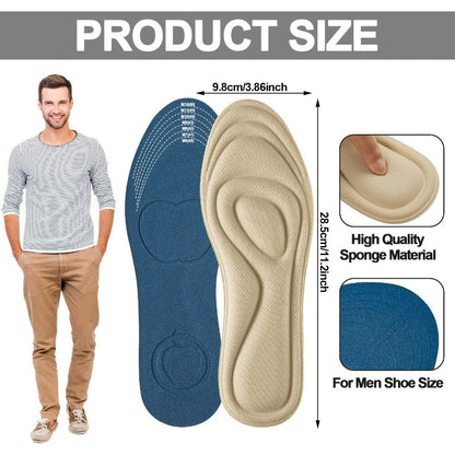 Shoe Insoles 8 Pairs 3D Cushioning Inserts for Men Women Sponge Replacement Innersoles for Work Boots Sneakers Everyday Shoes Sizes 6-11 Classic Colors