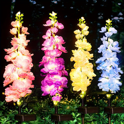 Solar Garden Lights Outdoor - 2 Pack 27 Inch Delphinium Flower Stake Lights with 36 LEDs & 600mAh Battery | Waterproof Solar Yard Lights for Patio, Lawn & Garden Decor | Mother's Day Gift