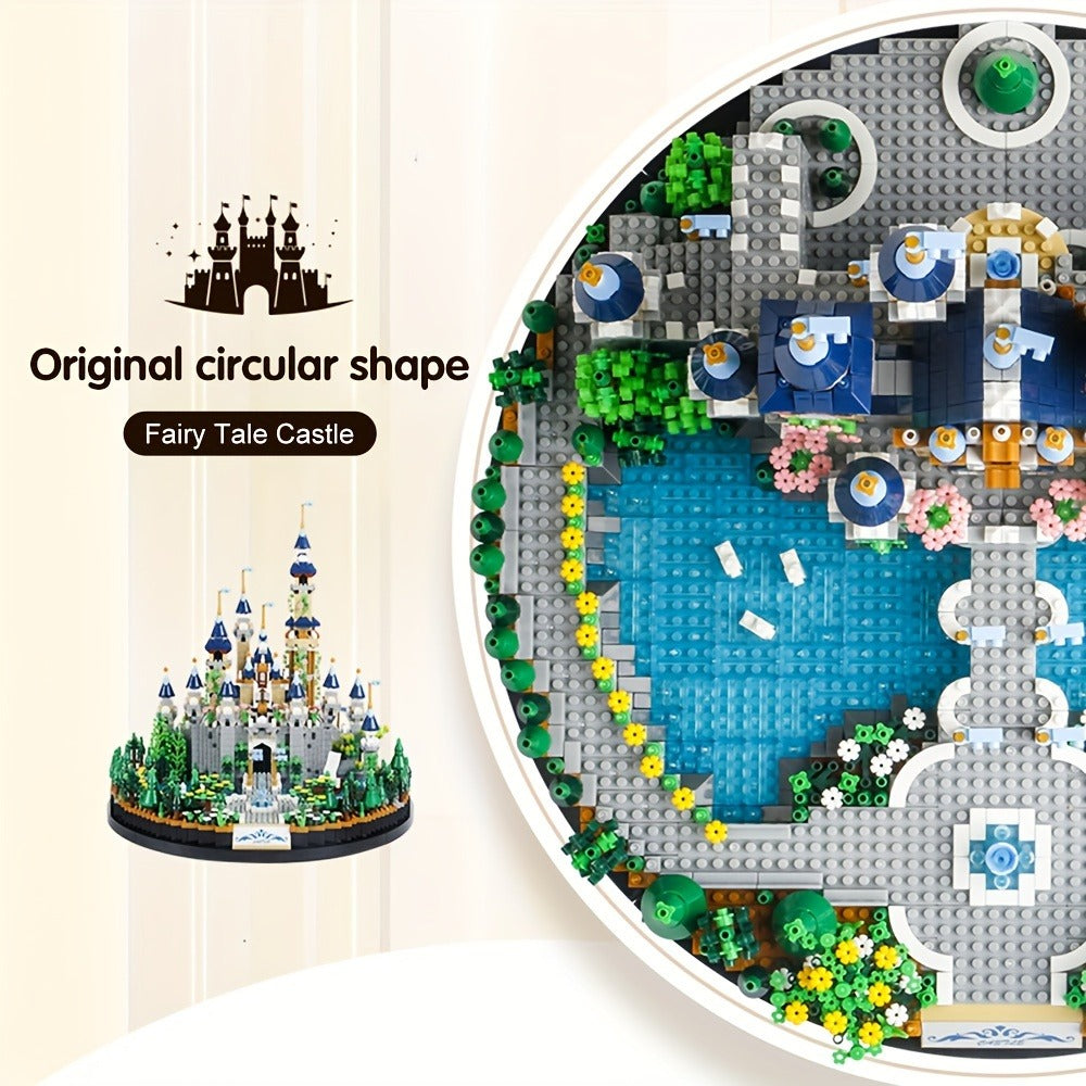 Fairytale Princess Castle Micro Building Block Set with 3,600 Pieces, 26 cm Display Base for Ages 14+