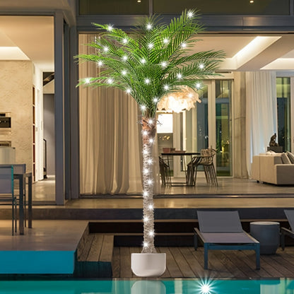 Large Artificial Palm Tree with Textured Trunk, Green Fronds and Three Exact Height-and-Pack Checkout Options