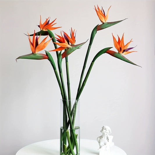 Artificial Bird of Paradise Flowers – 3pcs Realistic Rubber Strelitzia with 24.5" Long Stems for Home Decor, Vase Arrangements, DIY Bouquets, Party & Fall Decor (4 Colors)