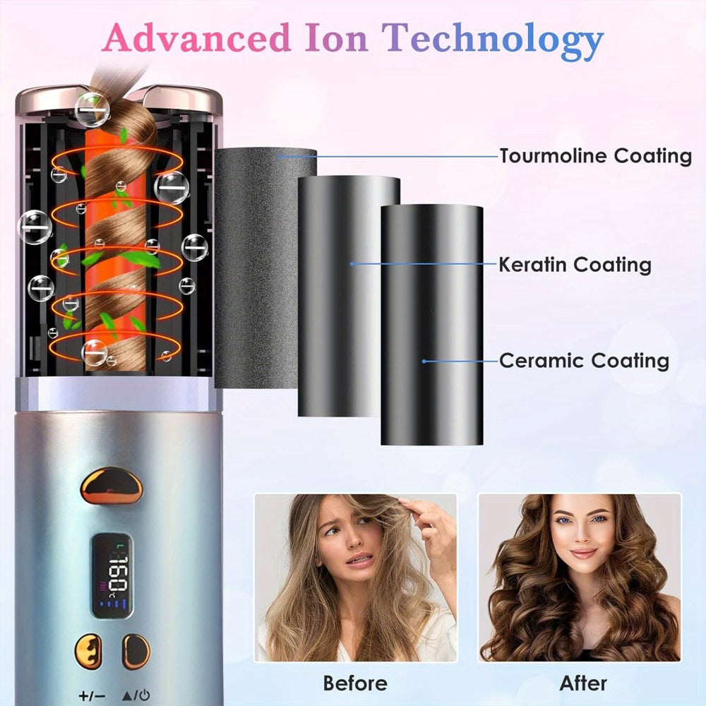 Cordless Automatic Curl-Chamber Iron with Display, USB Charging and Three Color Options Pictured