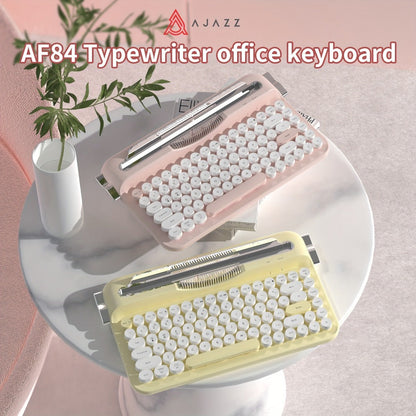 Retro Wireless Keyboard AJAZZ AF84 2.4G Dual-Mode – 84 Keys, Type-C Charging, Built-In Phone Stand, Classic Vintage Design for PC, Mac, Laptop & Tablet | Yellow