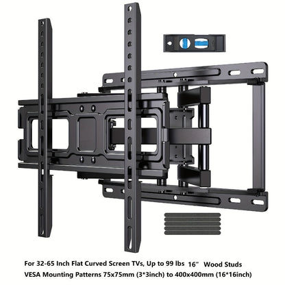 Full Motion TV Wall Mount 37-75 Inch, Dual Arm Swivel Tilt, VESA 600x400mm, Extends 15.4 Inch, Fits LED LCD OLED Flat Curved Screens