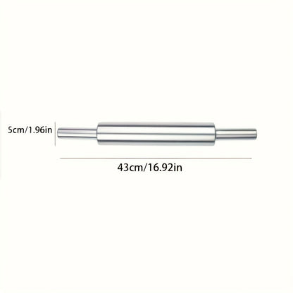 Stainless Steel Rolling Pin, Professional Non-Stick Dough Roller with Non-Slip Grip and Rounded Ends, Easy to Clean Baking Rolling Pin for Pizza Dough, Pie Crust, Pasta, Cookie, Bread, Multiple Sizes