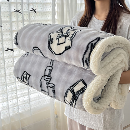 400-450 GSM Flannel Blanket with Plush-Look Lining, 16 Pattern Choices and Four Size Labels