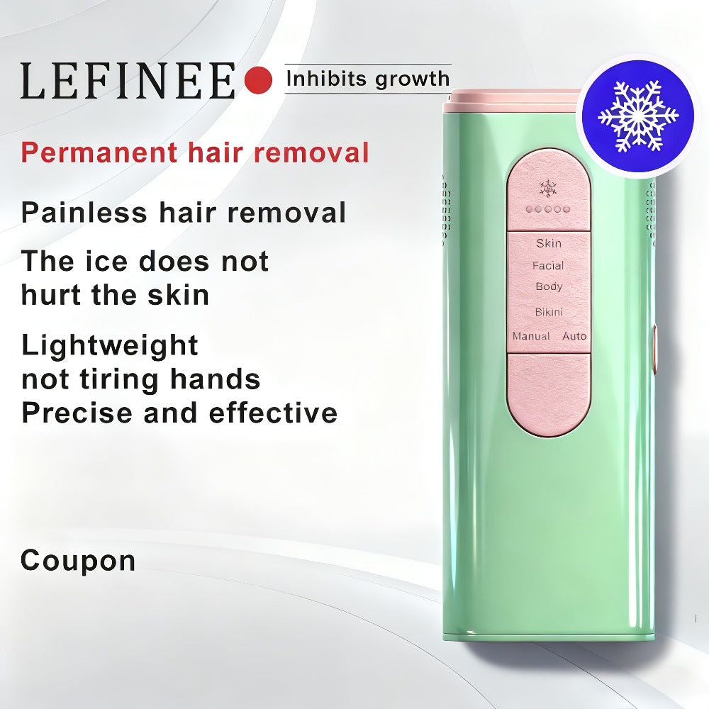 Green IPL Hair Removal Device with 999900 Flash-Counter Marking, Manual and Auto Labels and Dust Cover