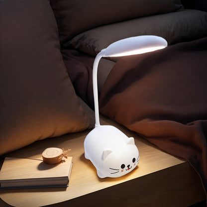 Night Light Mini Animal Desk Lamp with Flexible Neck, USB Rechargeable Power and Five Bunny or Cat Style Options