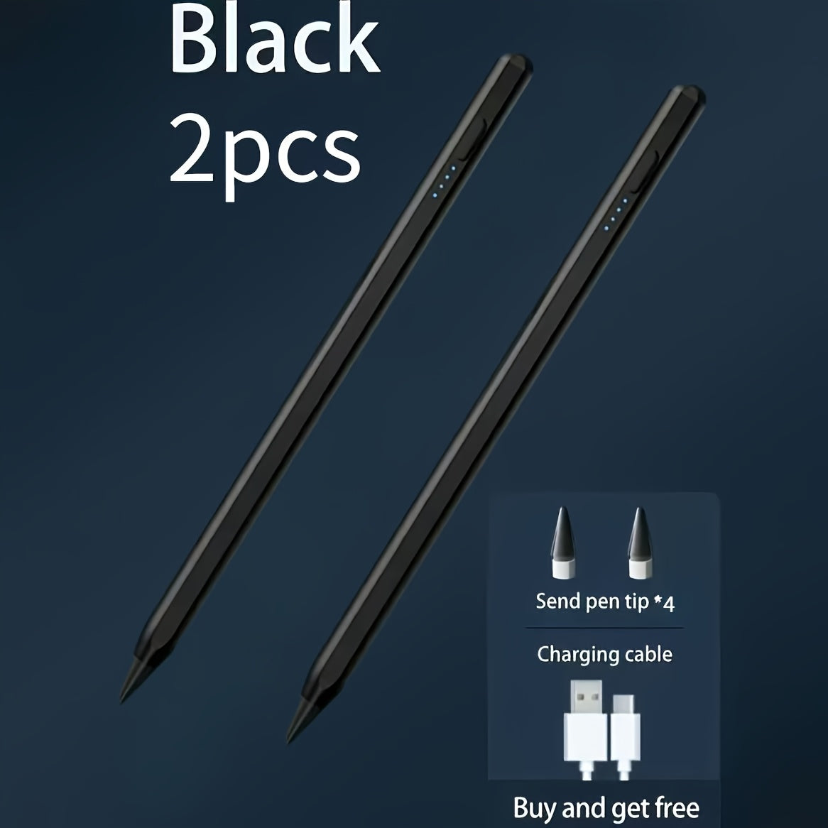 USB-C Rechargeable Stylus Pen with Top Power Button and Single-Pen, Two-Pen or Storage-Bag Bundle Options