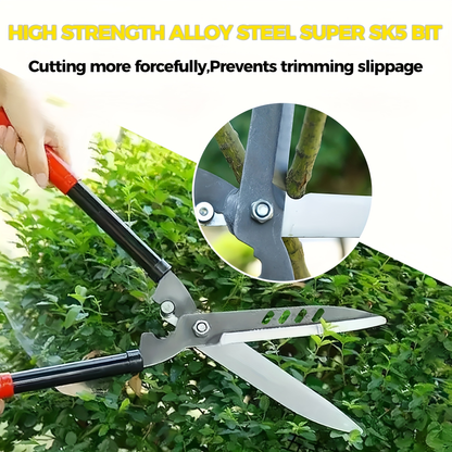 Long-Handle Hedge and Twig Shears, 20.4 Inches Overall with 10.8-Inch Blades and Red Grip Ends