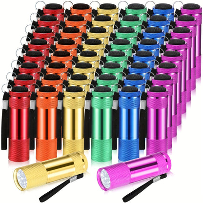 Flashlight 48-Piece Mini LED Bulk Set with Aluminum Bodies, Wrist Lanyards and Mixed Colors