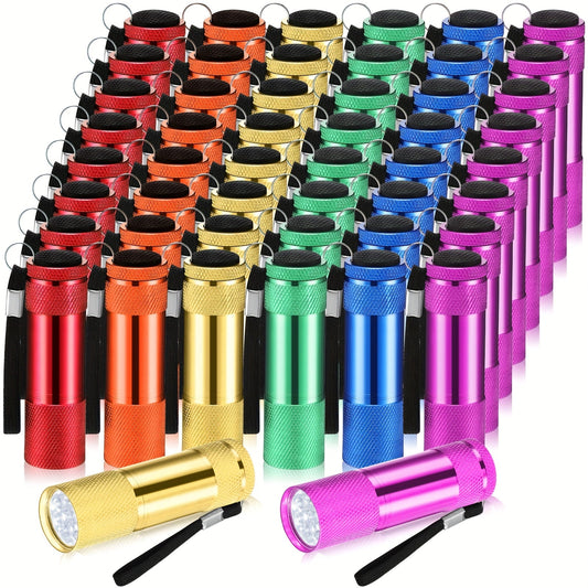 Flashlight 48-Piece Mini LED Bulk Set with Aluminum Bodies, Wrist Lanyards and Mixed Colors