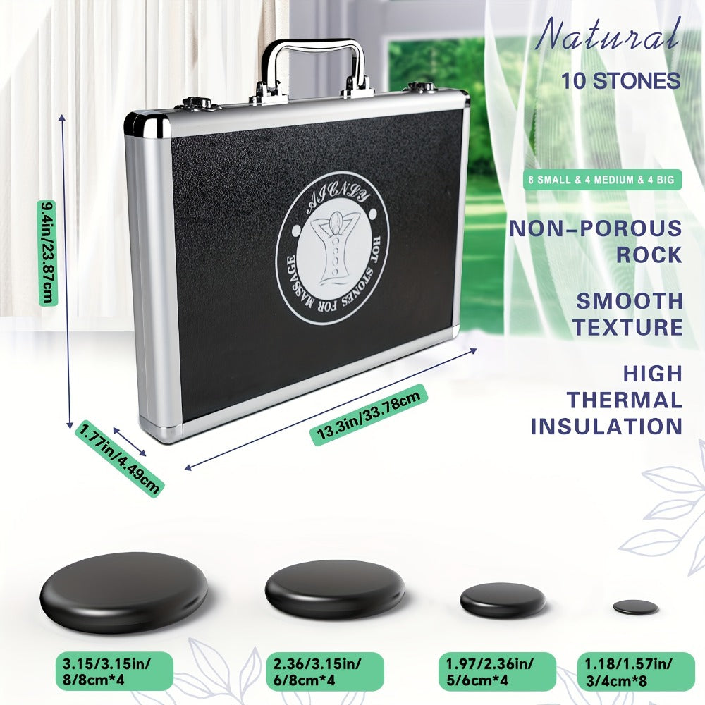 Basalt Hot Stone Massage Kit 20Pcs with Temperature Control Heater - Professional Spa Therapy Set for Full