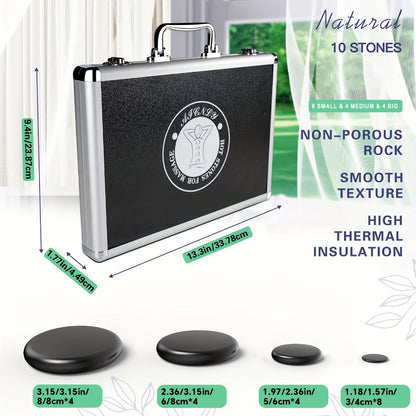 Basalt Hot Stone Massage Kit 20Pcs with Temperature Control Heater - Professional Spa Therapy Set for Full