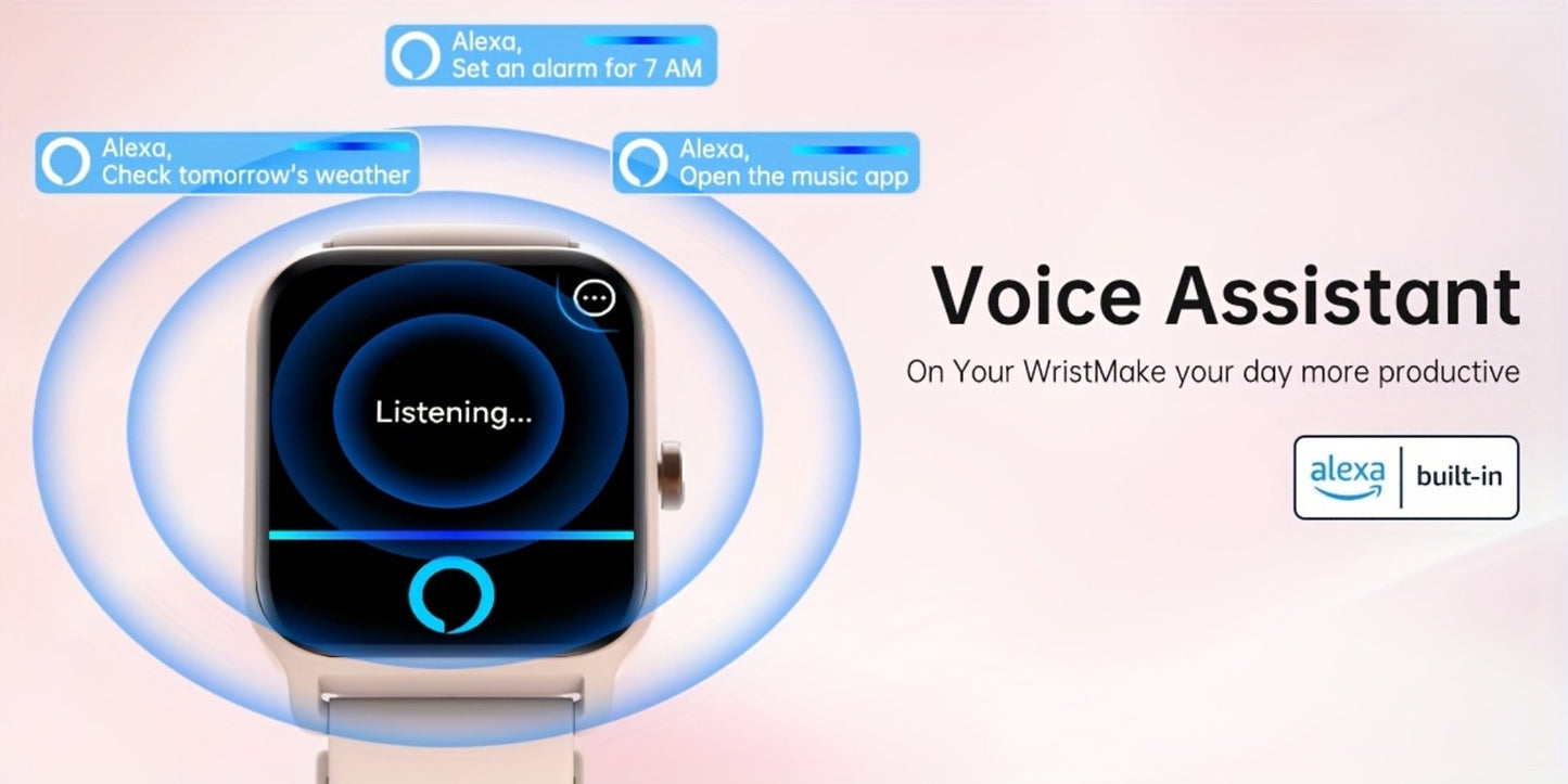 Smartwatch – with Built-in Alexa FAWEIO 1.8" HD Touch Screen, Bluetooth Calling, 100+ Sport Modes, Fitness Tracker Heart Rate Sleep…