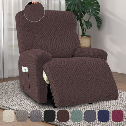 Stretch Recliner Slipcover with Pocket | All-Season 95% Polyester Spandex, All-in-One Recliner Chair Cover, Removable Washable Soft, Living Room Home Decor, 9 Colors