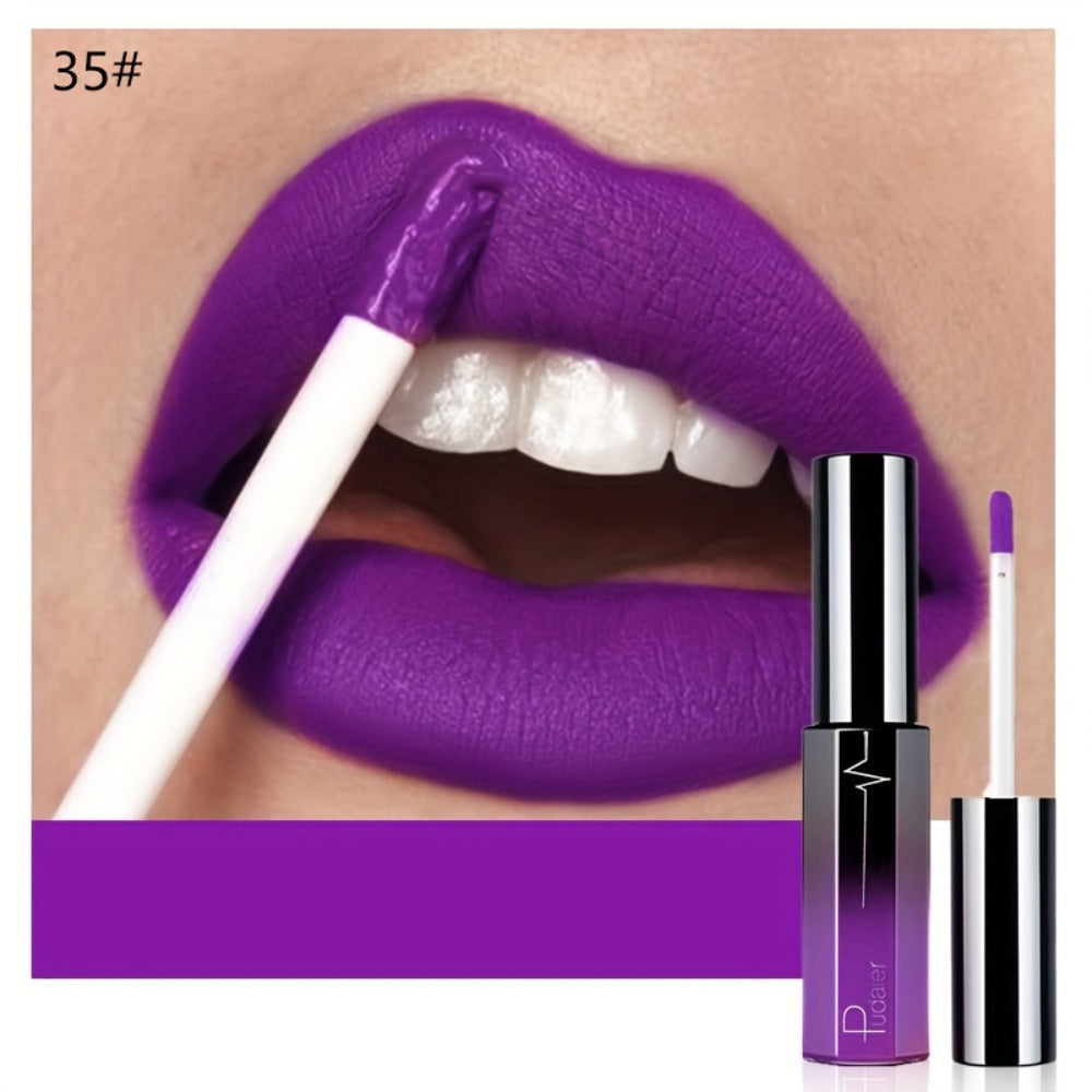Matte Liquid Lipstick Velvet Finish 24H Waterproof Anti-Smudge – High Pigment Cup-Proof Long-Lasting Lip Glaze 20+ Bold Shades for All Skin Tones Women Pudaier