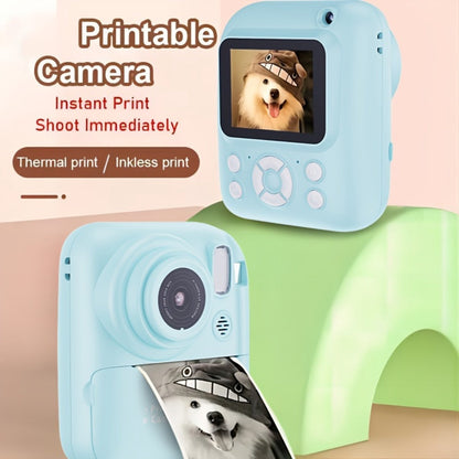 Instant Print Camera for Kids 48MP with Print Paper 32G TF Card 1080P FHD Video Flash MP4 Puzzle Game Cartoon Mini Digital Camera Printer Ages 6+ Birthday Christmas Gift