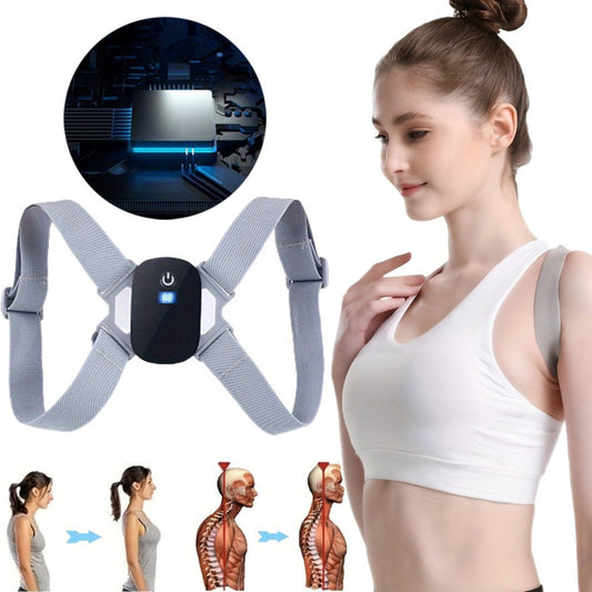 Smart Posture Corrector with Vibration Alert, Wireless Rechargeable Posture Trainer & Back Support Belt for Men Women, Adjustable Spine Correction Device for Office Gym, Hand-Washable Pink Gray Black
