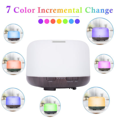 500ml Essential Oil Diffuser Set with Remote, Seven-Color Light, Timer Controls and 10 Oil Bottles