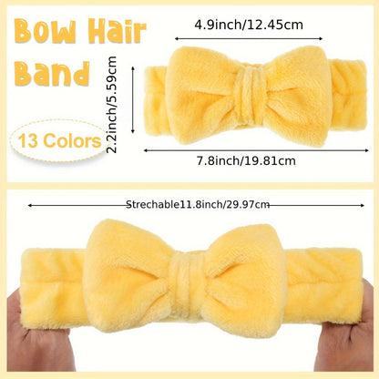 Fifty-Two-Piece Bow Facial Headband Assortment in Thirteen Visible Colors for Group Beauty Routines
