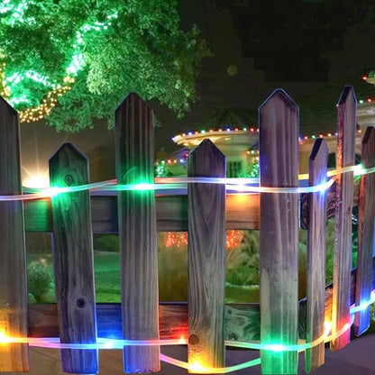 RGB Solar Rope Light with 100 LEDs, 33-Foot Clear Tube and Eight Pictured Lighting Modes for Patio Decor