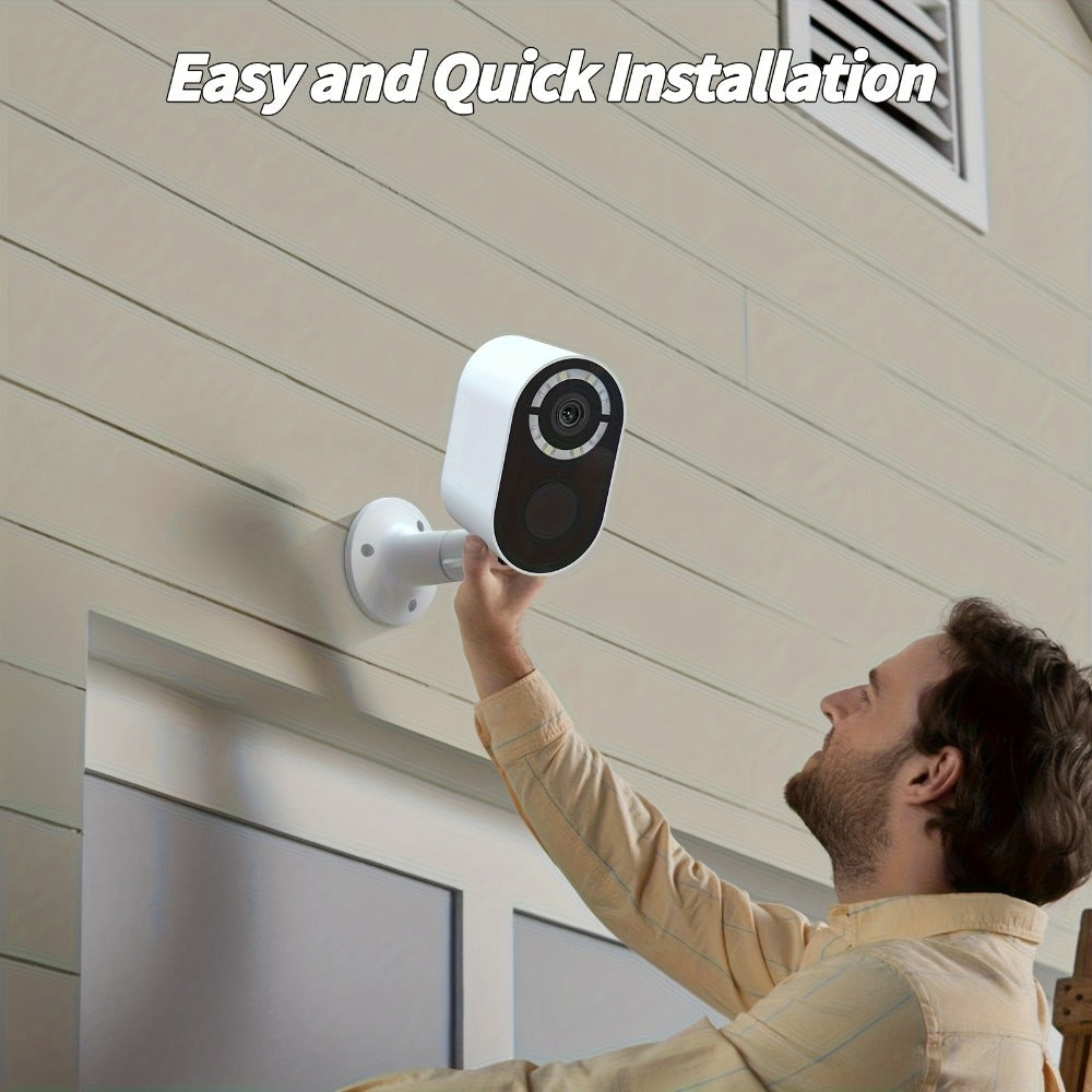 Security Camera 2K Solar Outdoor Model with Color Night Vision, Two-Way Audio, Human-Figure Alarm and Four Bundles