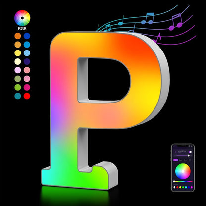 RGB LED Letter and Number Light with 38 Checkout Shapes, USB Power, App Control and Music Sync