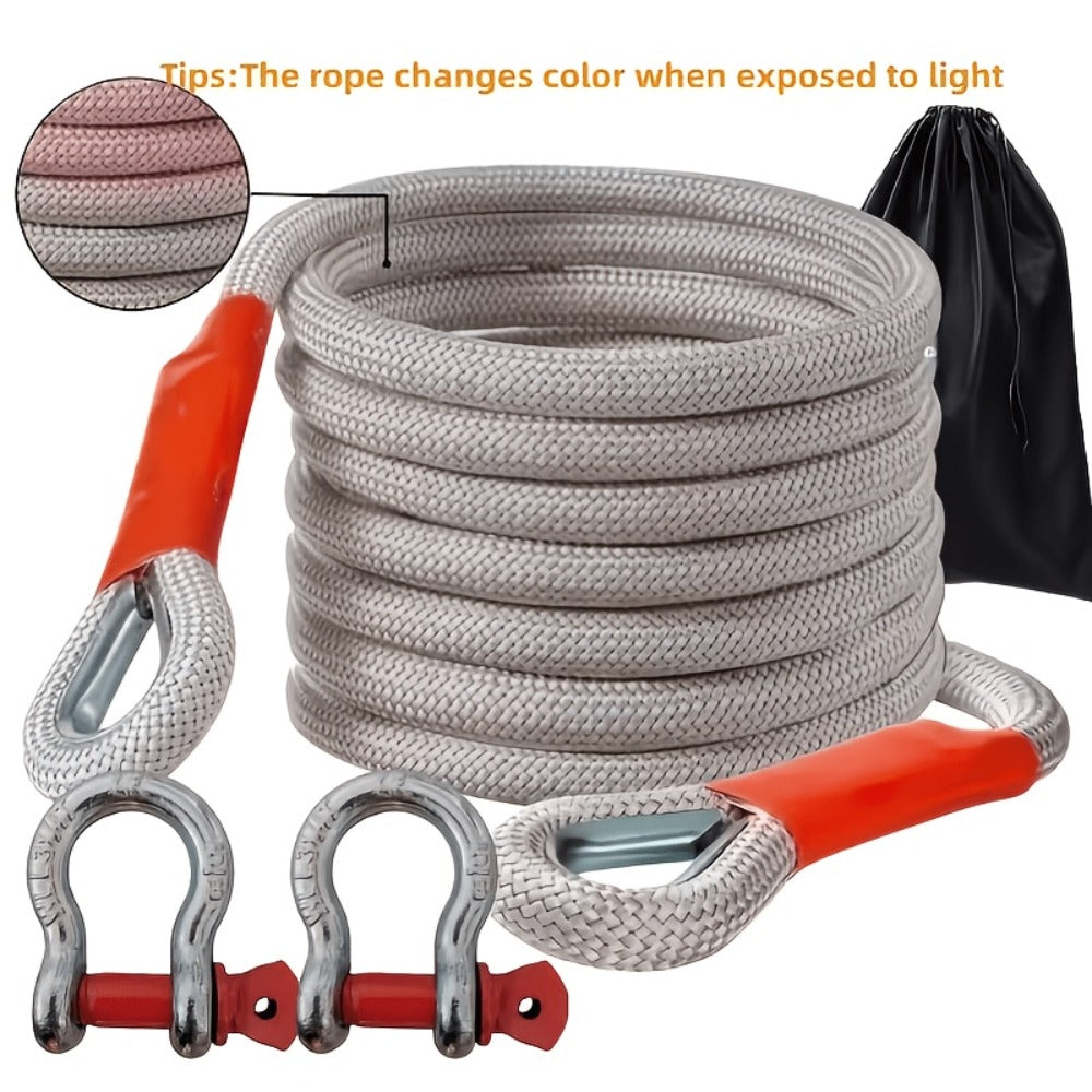 Recovery Tow Strap Heavy Duty - Up to 48000 LBS Break Strength, Kinetic Tow Rope with 2 D-Ring Shackles, Reflective Safety Flag & Storage Bag, for Truck Jeep ATV SUV UTV Off Road