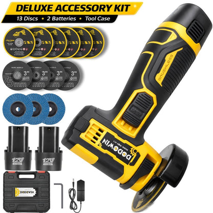 Power Tools DODOWIN 12V Mini Cordless Angle Grinder with 19,500 and 5,000 RPM Modes and Battery Options
